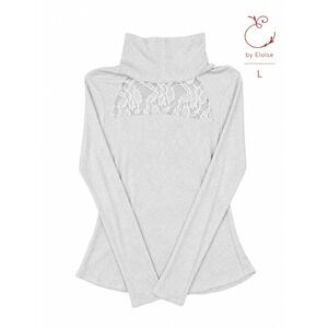 E By Eloise Anthropologie Lace Yoke Turtleneck Gray Ribbed Long Sleeve Size L